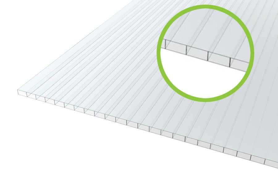4mm Doppelstegplatte, klar/farblos, 2-wandig, mit UV-Schutz